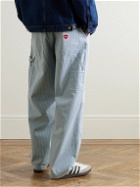 Carhartt WIP - Terrell Straight-Leg Logo-Appliquéd Striped Cotton-Canvas Trousers - Blue