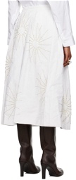 Dries Van Noten White Beaded Midi Skirt