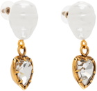 Erdem Gold Pearl & Heart Drop Earrings