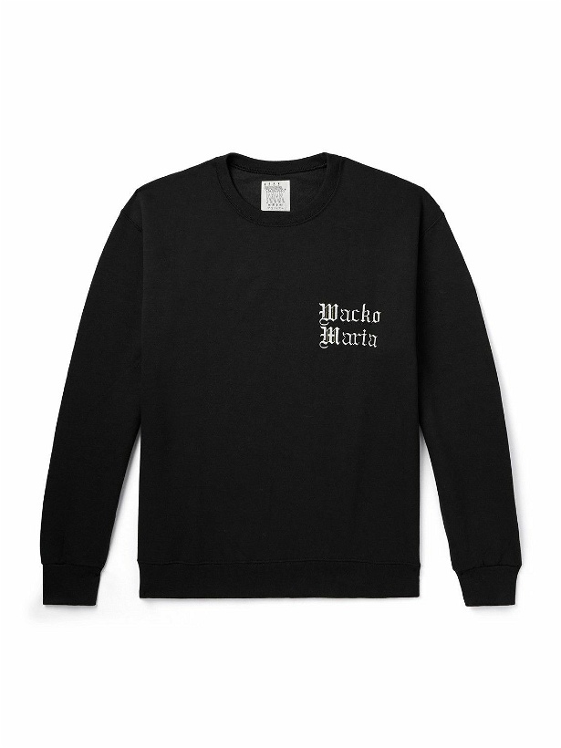 Photo: Wacko Maria - Logo-Embroidered Printed Cotton-Blend Jersey Sweatshirt - Black
