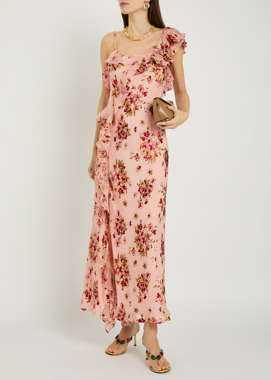 Rixo Ester Floral-print Woven Maxi Dress Pink