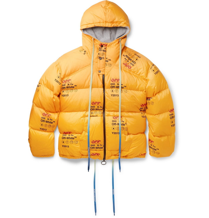 Photo: Off-White - Logo-Print Quilted Shell Down Jacket - Yellow