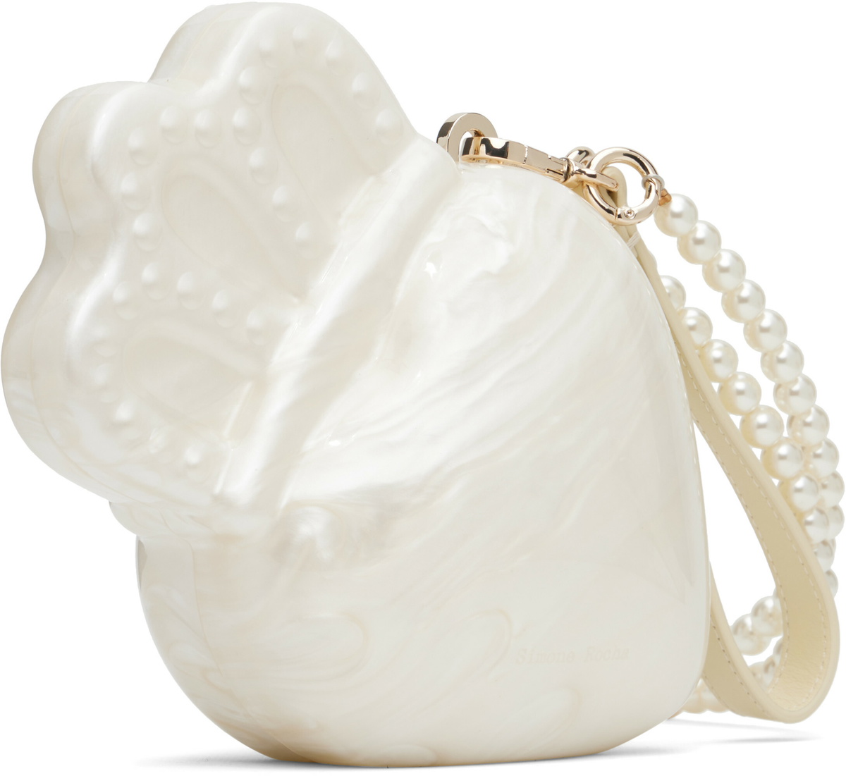 Simone Rocha White Pearl Crossbody Claddagh Bag