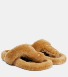 Loewe Intarsia shearling thong sandals