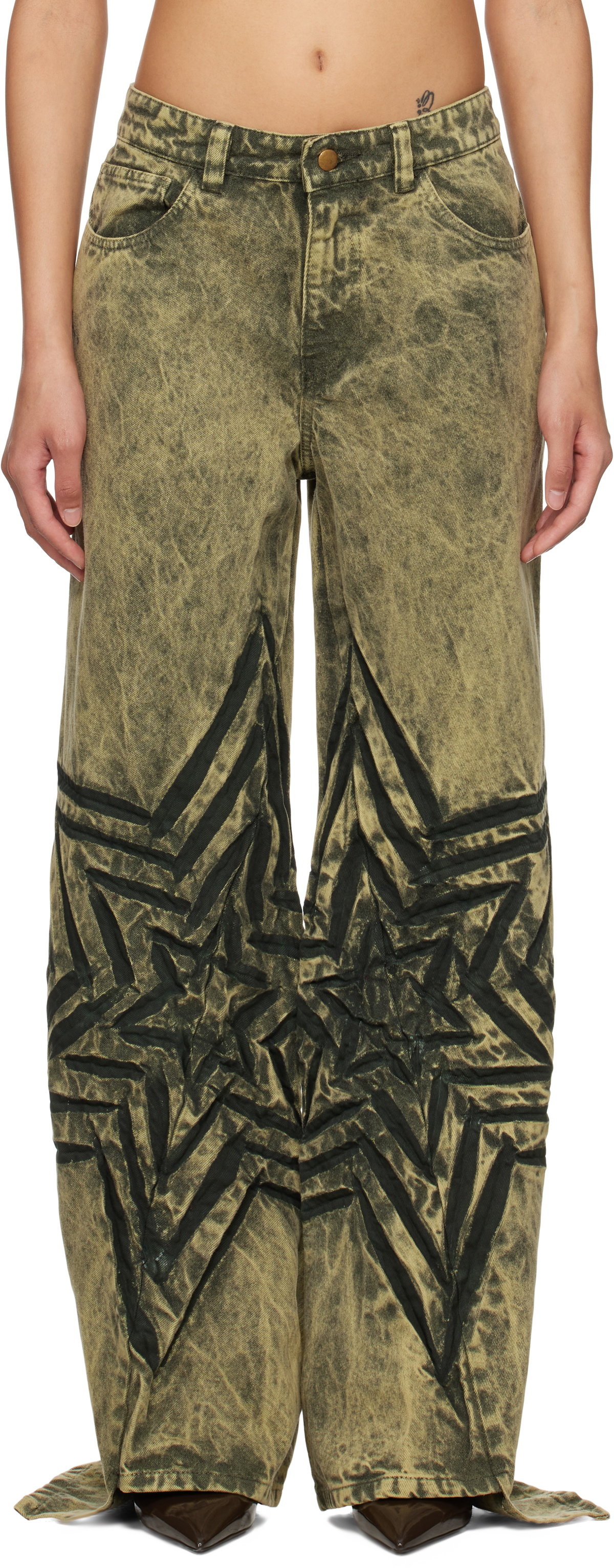 【関税込み】Masha Popova カーキ カットアウト ジーンズ Masha Popova jeans for Women | SSENSE