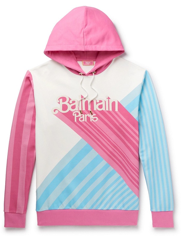 Photo: Balmain - Barbie Logo-Print Cotton-Jersey Hoodie - Pink