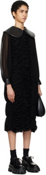 Comme des Garçons Black Georgette Faux-Leather Midi Dress