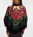 La DoubleJ Printed fringed poncho