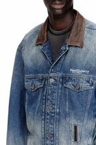 Diesel Denim trucker jacket with contrast leather trims - Denim Jackets - Unisex - Blue