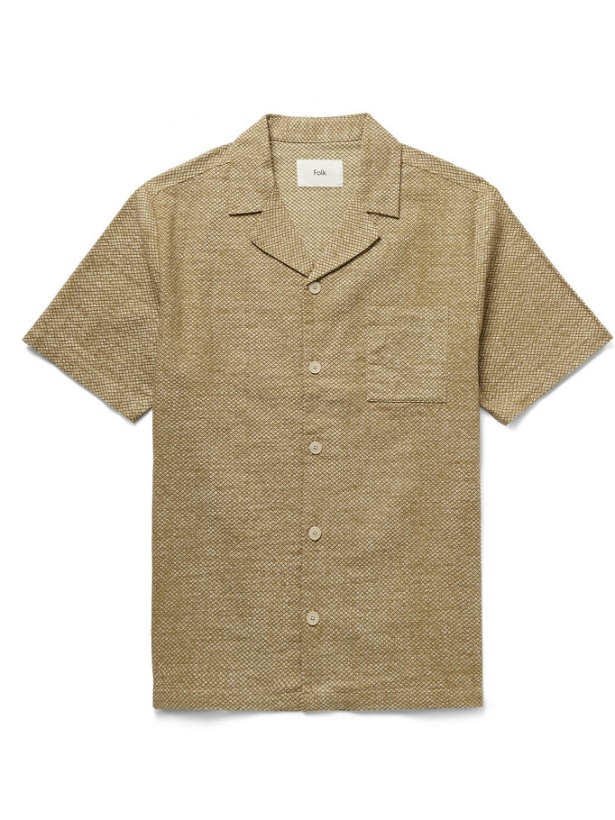 Photo: FOLK - Camp-Collar Gingham Cotton Shirt - Brown - 1