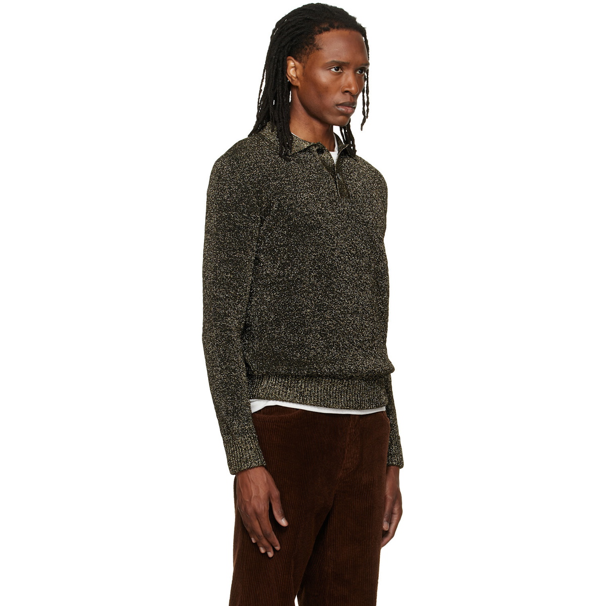 Marni Black Wool Lurex Detailing Polo