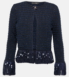 Oscar de la Renta Fringed tweed jacket