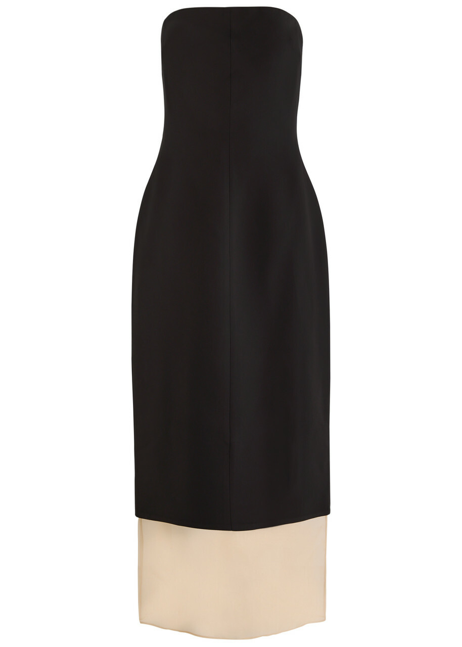 Esse Studios Issia Panelled Strapless Woven Midi Dress Black