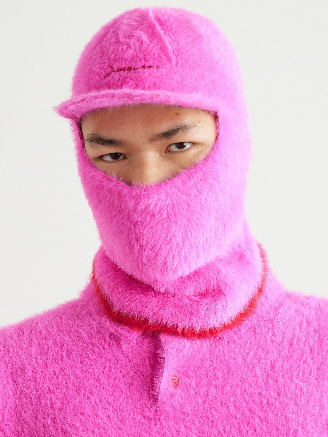 Jacquemus LogoEmbroidered BrushedKnit Balaclava Pink Jacquemus