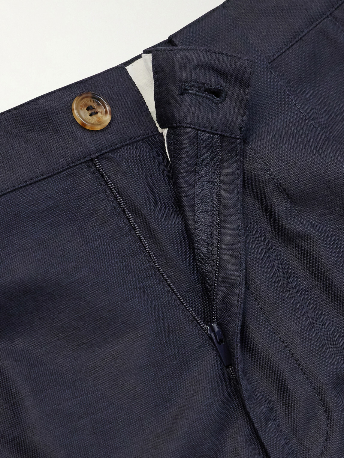 Brunello Cucinelli - Tapered Pleated Cotton and Linen-Blend Trousers - Blue