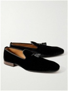 TOM FORD - Bailey Tasselled Leather-Trimmed Velvet Loafers - Black