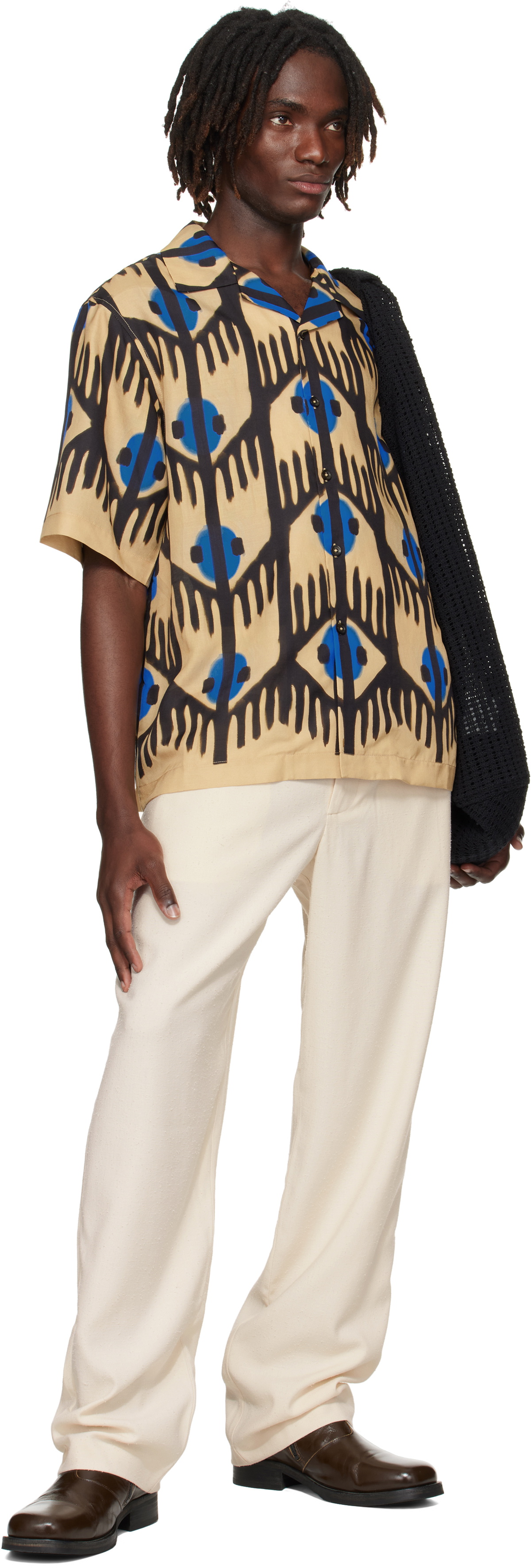 COMMAS Off-White Textured Tailored Trousers