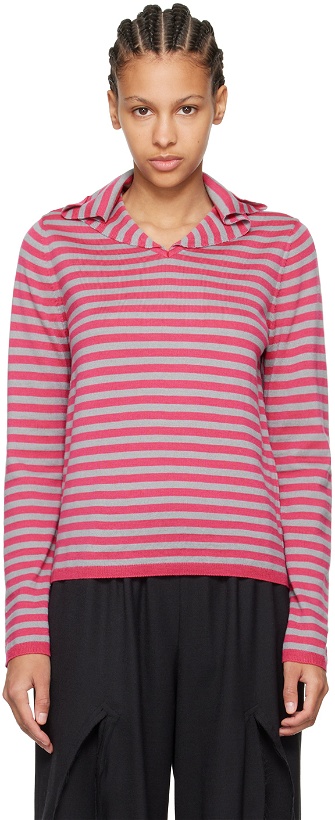 Photo: Comme des Garçons Girl Pink & Gray Striped Sweater