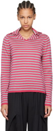 Comme des Garçons Girl Pink & Gray Striped Sweater