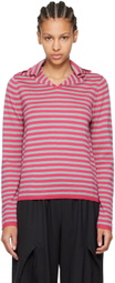 Comme des Garçons Girl Pink & Gray Striped Sweater