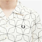 Fred Perry Men's Geometric Short Sleeve Vacation Shirt in Ecru