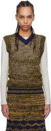 Wales Bonner Navy & Yellow Shade Knit Vest