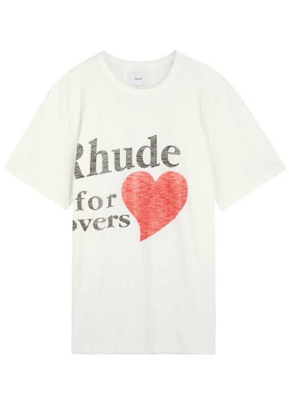 Photo: Rhude Lovers Slub Printed Cotton T-shirt White