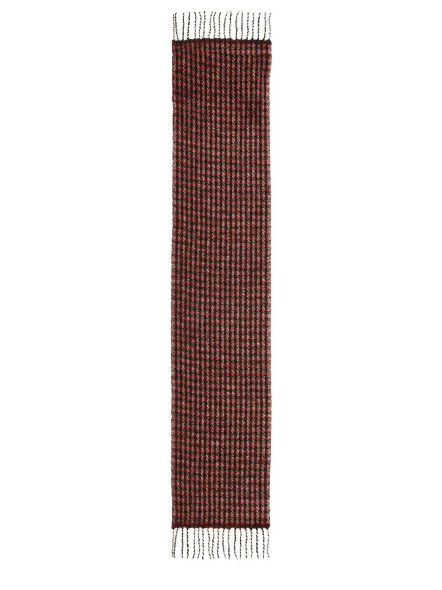 GANNI Women's Striped Soft Wool Scarf in Black GANNI