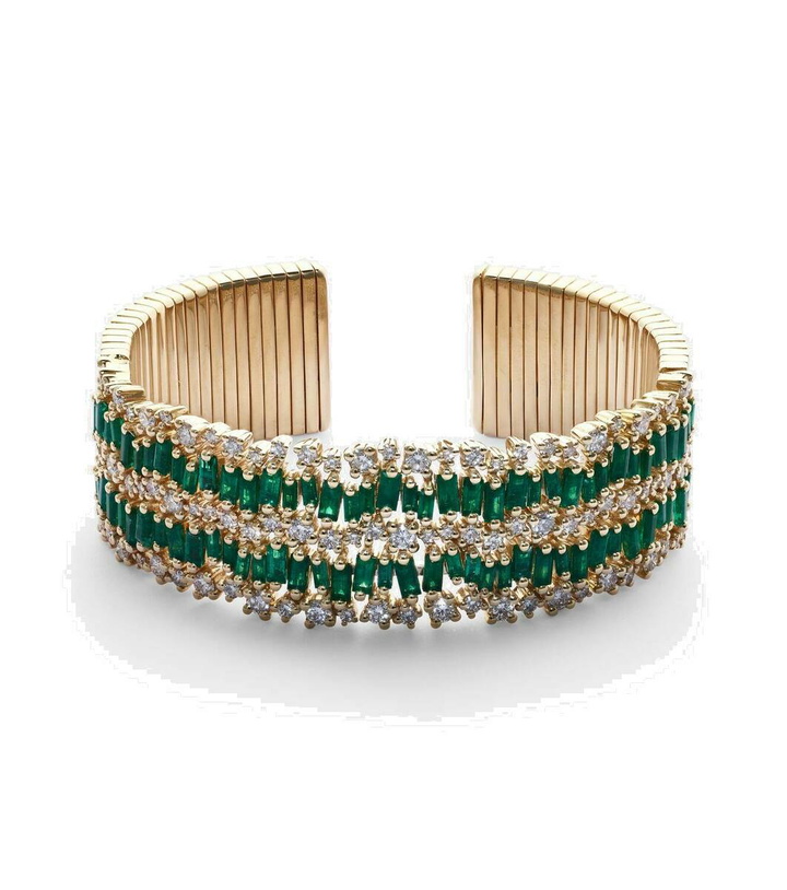 Photo: Suzanne Kalan 18kt gold bangle with emeralds and diamonds