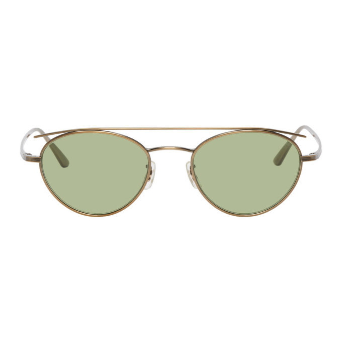 Photo: Oliver Peoples The Row Gold and Green Hightree Sunglasses