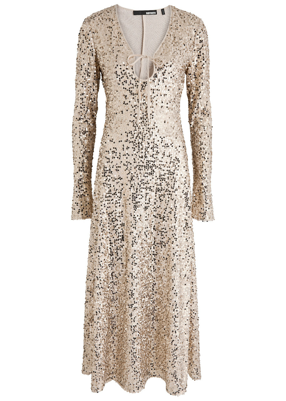 rotate birger christensen sequin maxi dress Sequin Maxi Dress White