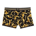 Versace Underwear Black and Yellow Barocco Boxer Briefs