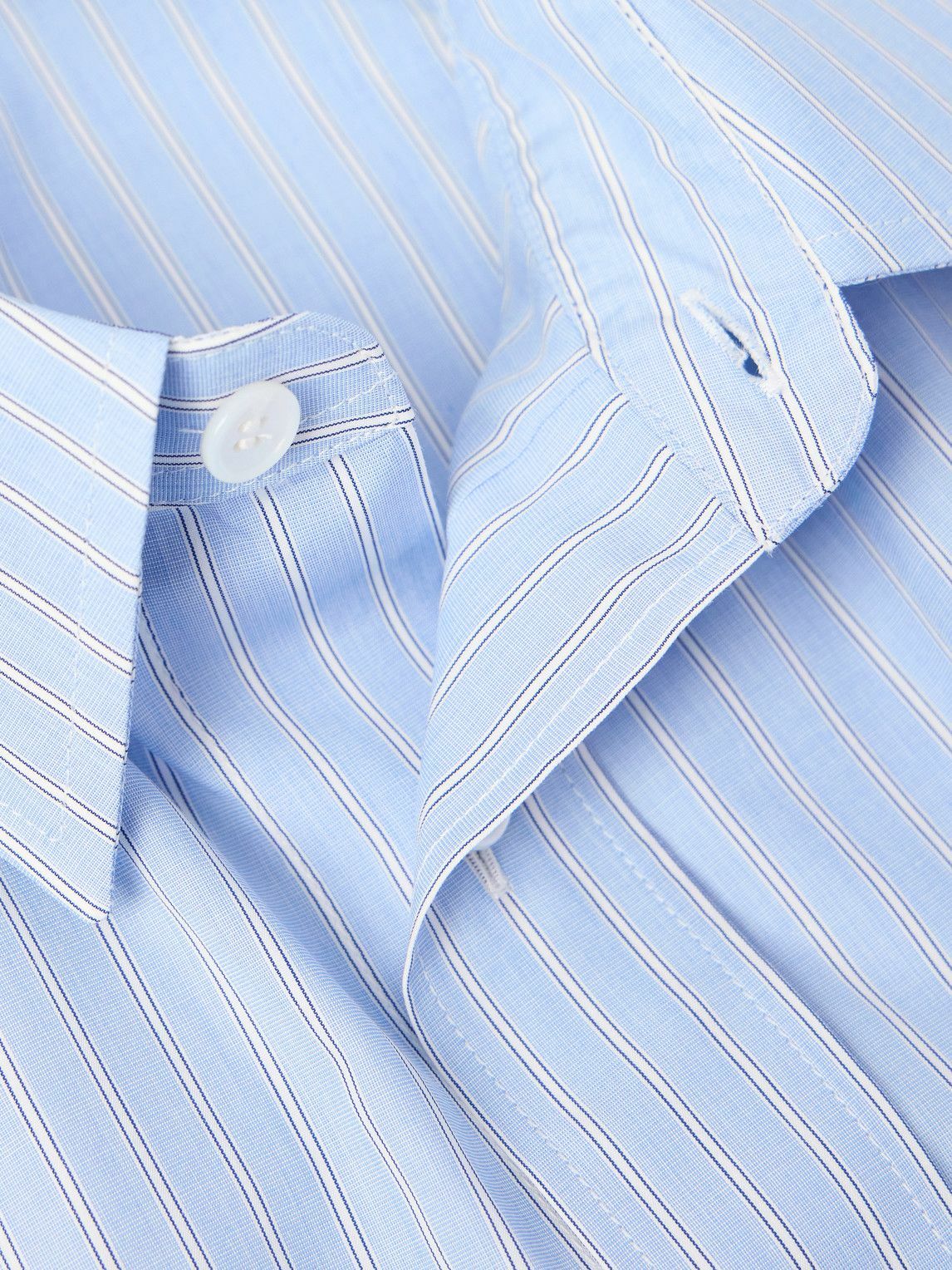 CELINE - Pinstriped Cotton-Poplin Shirt - Blue