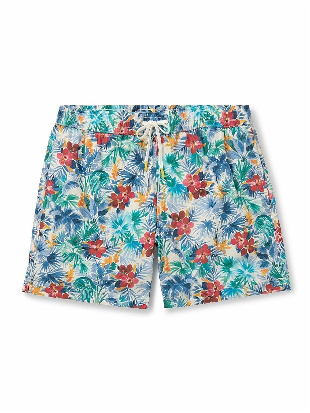 Photo: Hartford - Straight-Leg Mid-Length Floral-Print Swim Shorts - Blue