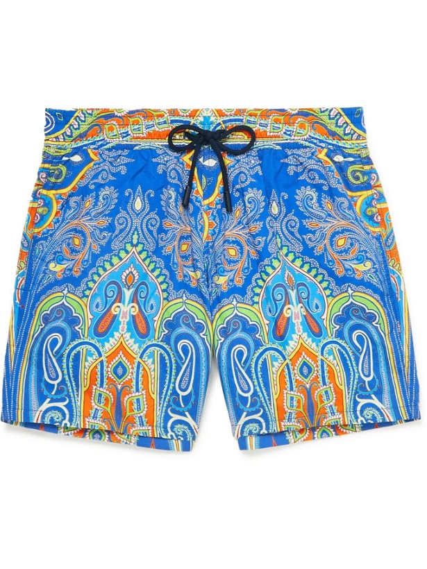 Photo: ETRO - Mid-Length Printed Swim Shorts - Blue