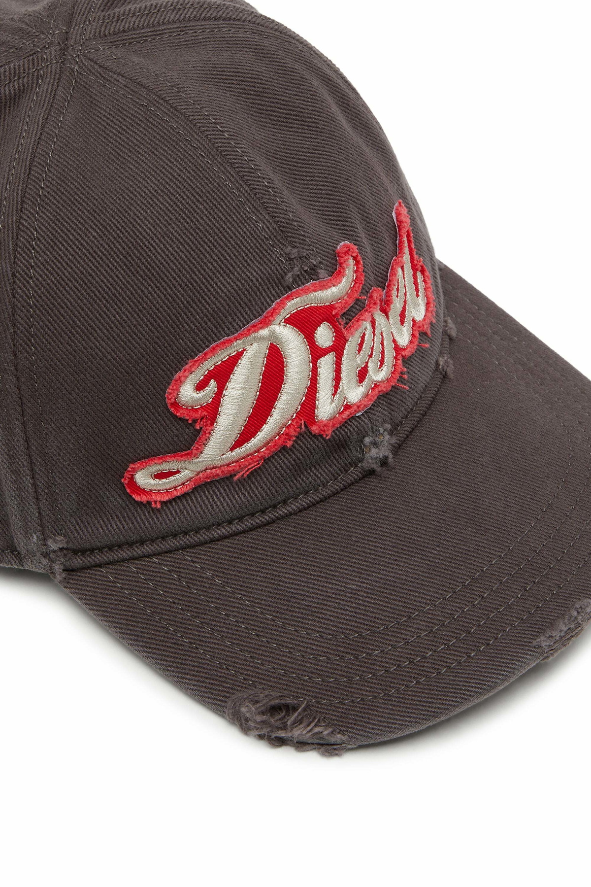 Diesel Distressed baseball cap with embroidered patch - Caps Mens in Grey