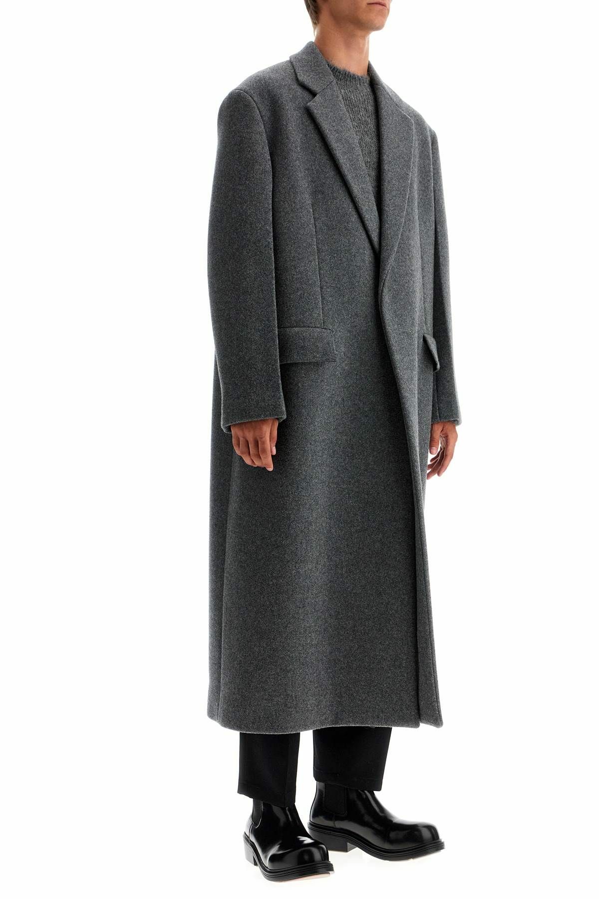 JIL SANDER long felted wool coat Grey Jil Sander