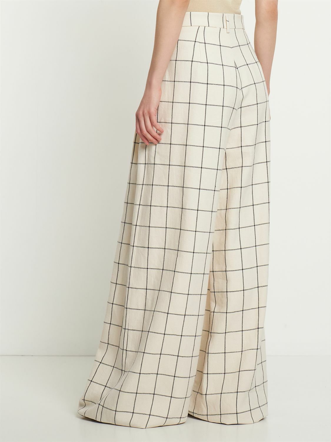 ROCHAS Macro Check Canvas Wide Pants
