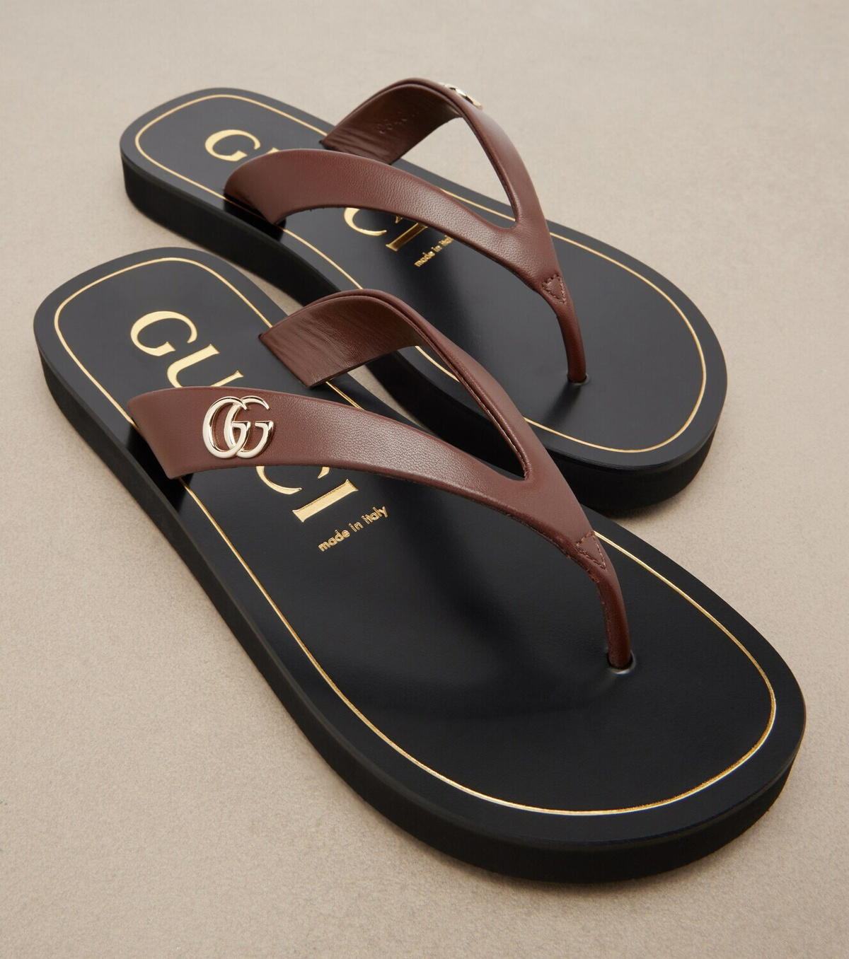 Gucci Mila Double G leather thong sandals