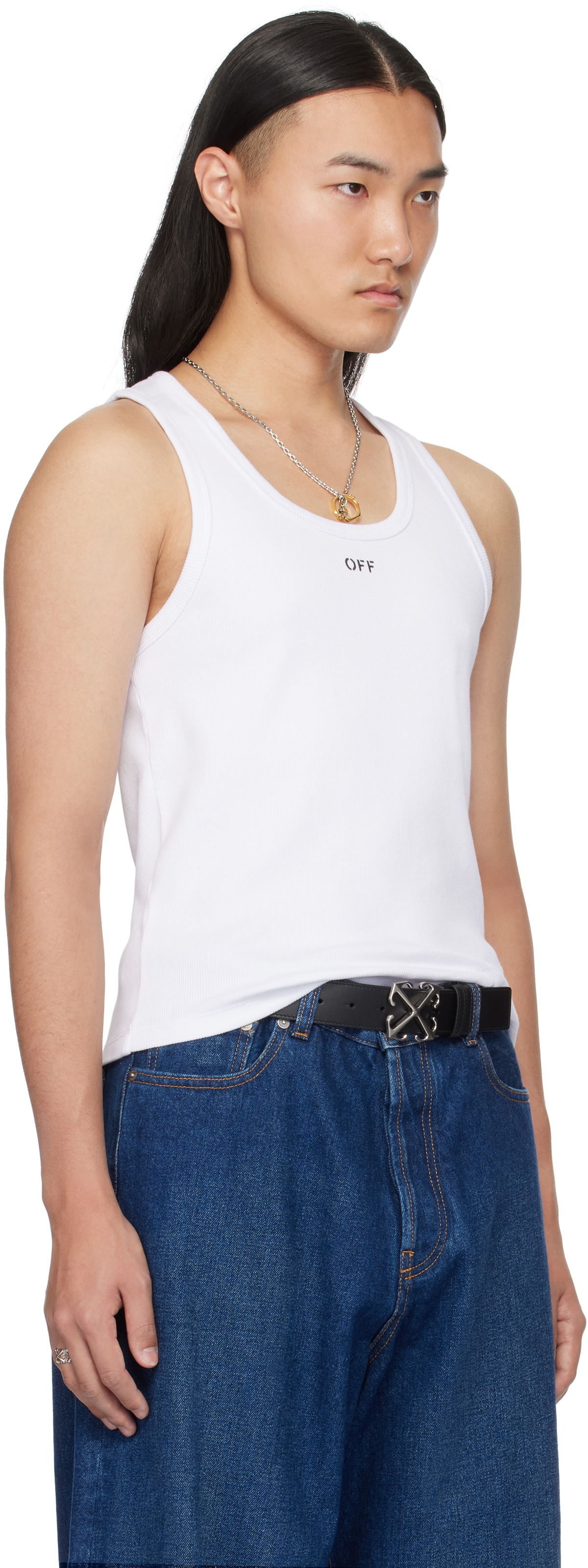 Off-White White 'Off' Stamp Rib Tank Top