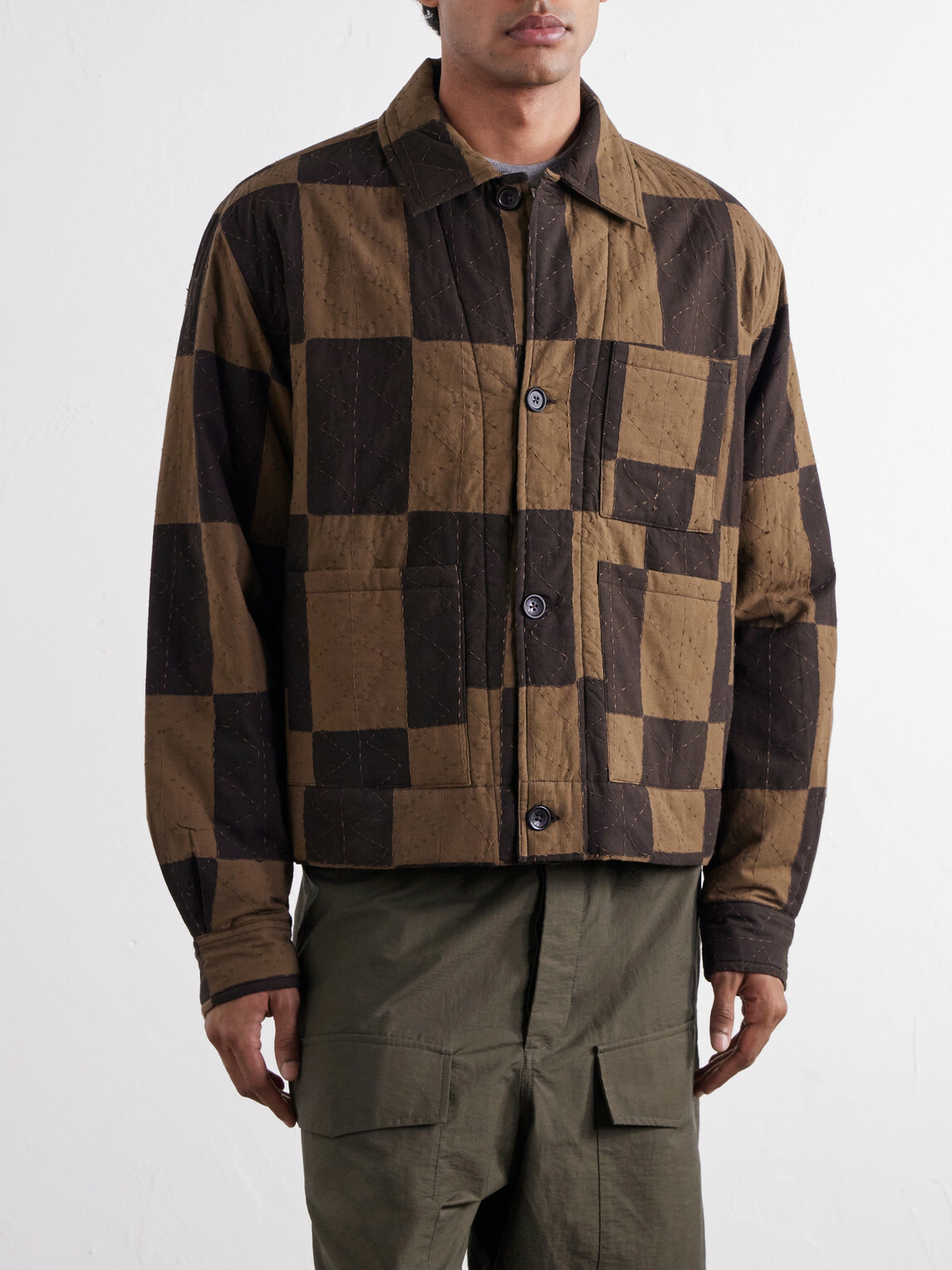 Kardo - Bodhi Embroidered Checked Cotton Blouson Jacket - Brown