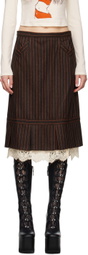 Anna Sui Brown Pinstripe Midi Skirt