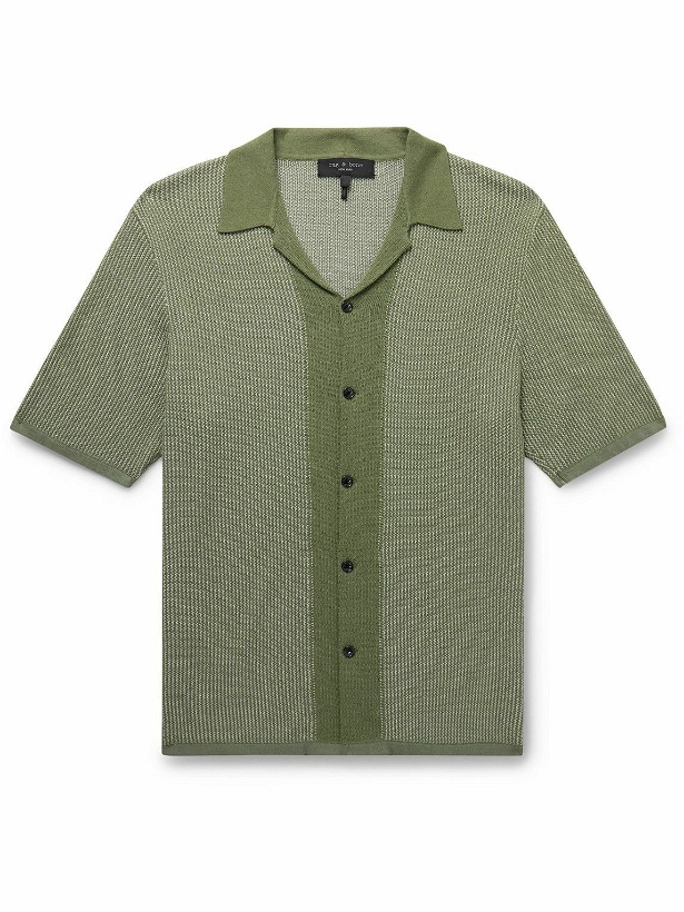 Photo: Rag & Bone - Harvey Camp-Collar Cotton-Jacquard Shirt - Green