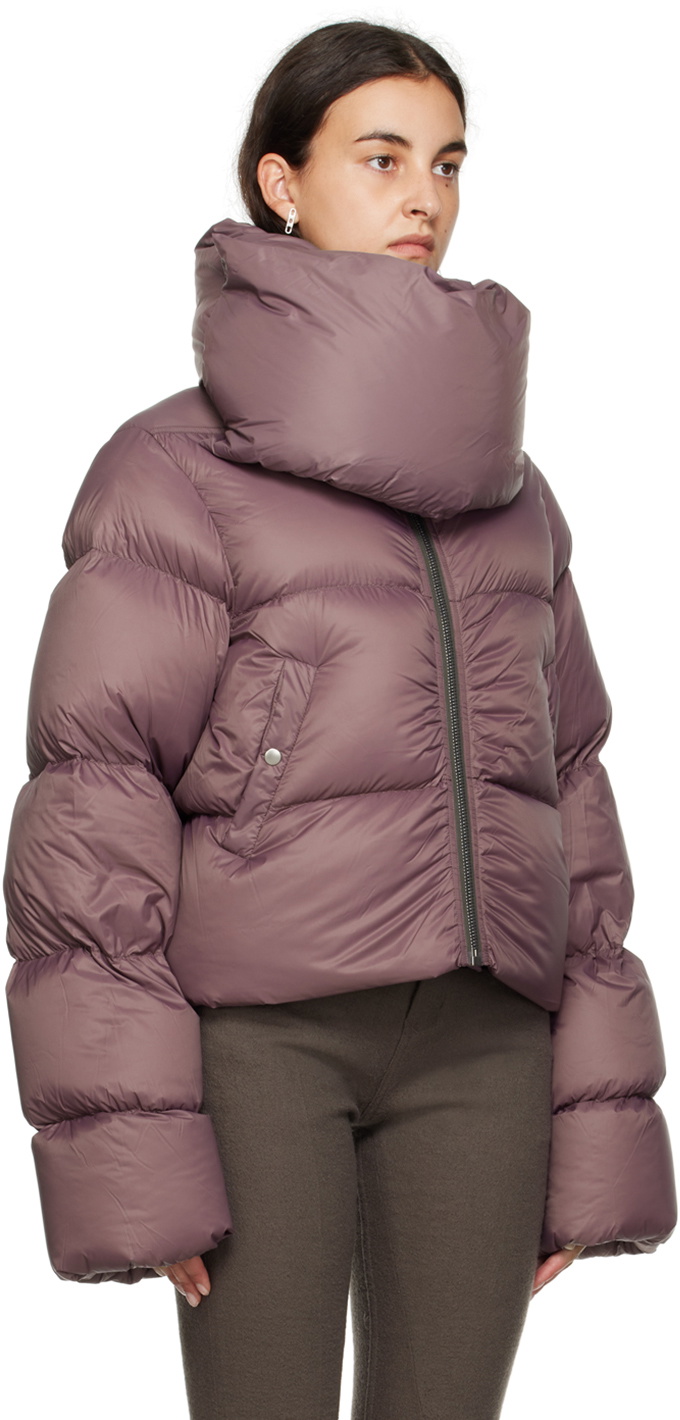 Rick Owens Purple Funnel Neck Down Jacket