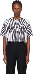 Balmain White & Black Zebra 'Balmain' T-shirt
