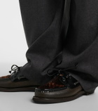 Brunello Cucinelli Monili calf hair-trimmed leather boat shoes