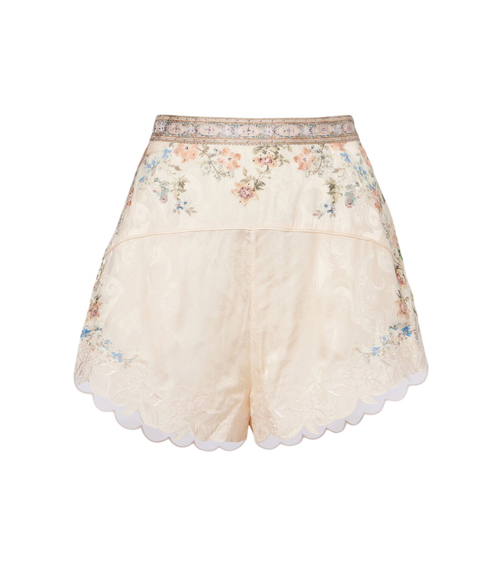Photo: Camilla Embellished floral lace-trimmed high-rise shorts