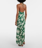 Cala de la Cruz Acasia beaded printed halterneck maxi dress