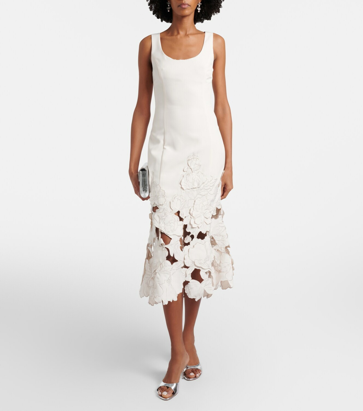 Leo Lin Floral-appliqué midi dress