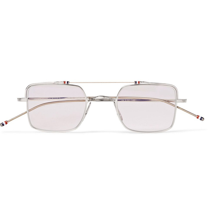 Photo: Thom Browne - Square-Frame Silver-Tone Optical Glasses - Men - Silver